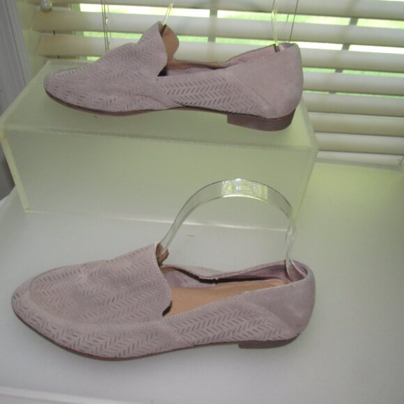 Lucky Brand Brogan Taupe Perforated Suede Loafers Women’s 7.5 M Minimalist Boho - Picture 5 of 9